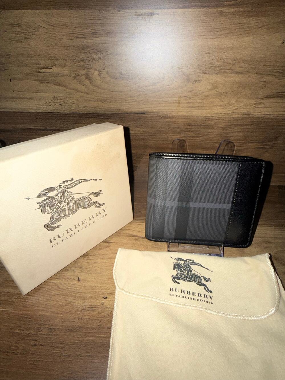 Burberry Charcoal London Check Bifold Wallet
